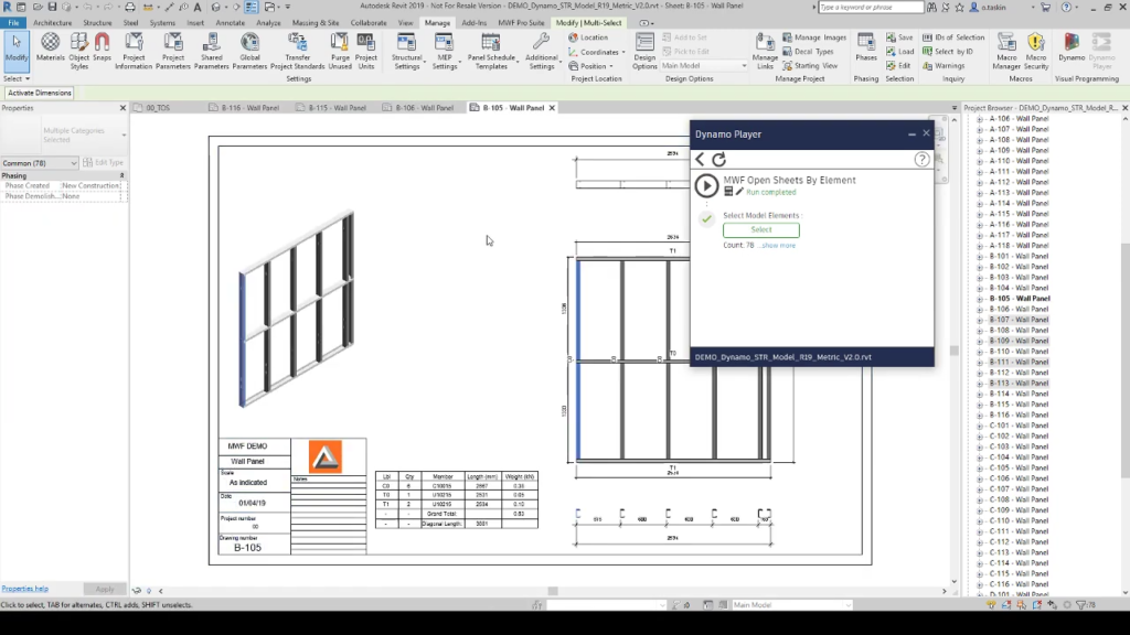 Open Sheets by View or Element Screenshot 2