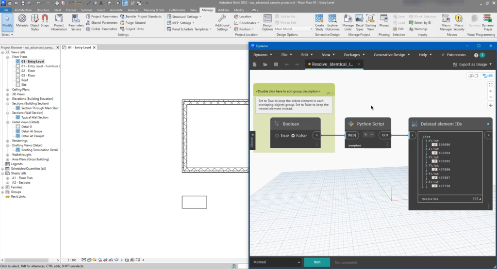 Dynamo script - Instantly Resolve "Identical Instances in the Same Place" Warnings - Screenshot 1