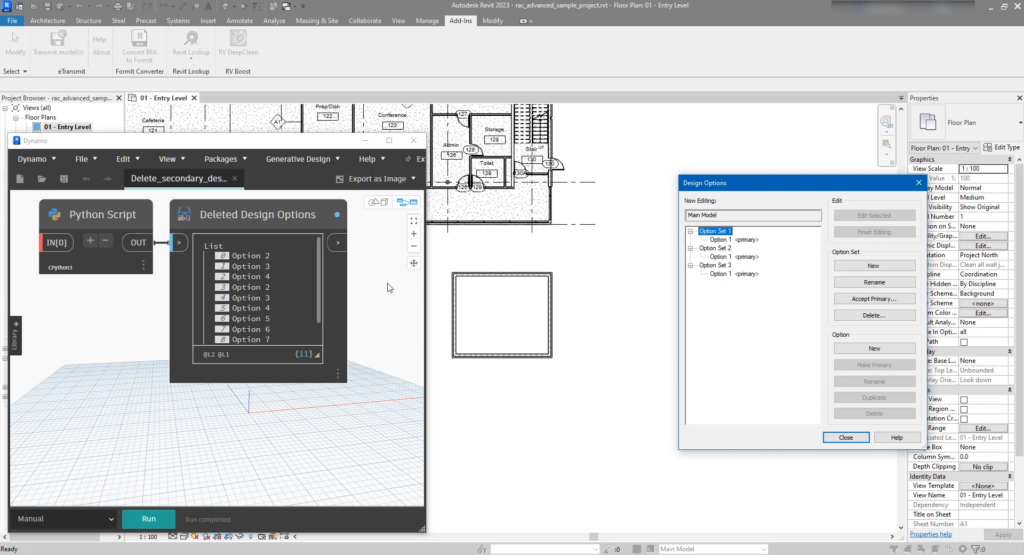 Dynamo script - Purge Secondary Design Options and Their Elements - Screenshot 1