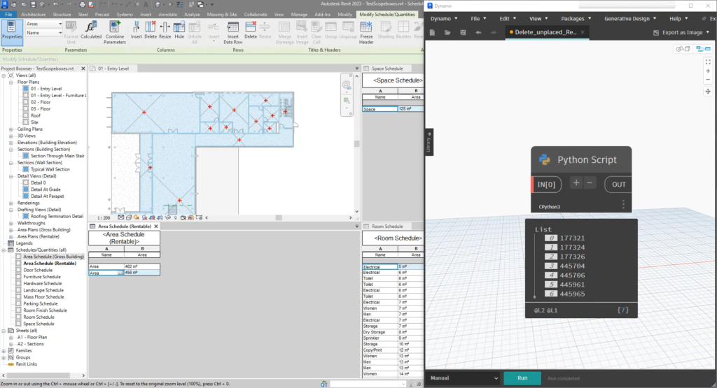 Dynamo script - Purge Unplaced Revit Rooms, Spaces & Areas - Screenshot 1